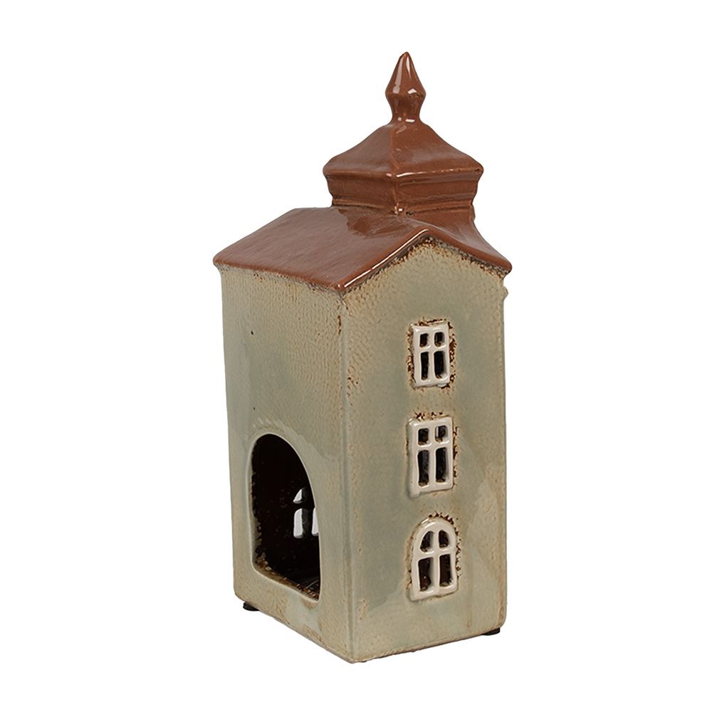 картинка Подсвечник "Домик - Амстердам" зеленый  12x9x25см