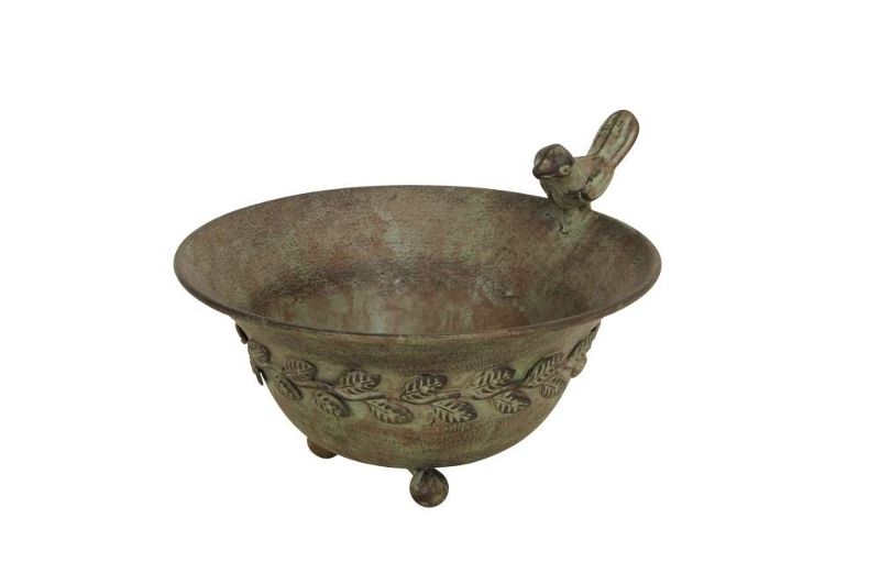 картинка Кормушка "Птичья ванна" зеленый антик 17х12х20см