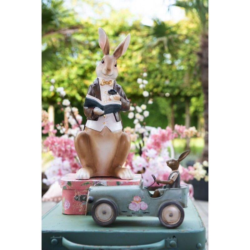 картинка Декор "Кролик в автомобиле" 22х9х17см