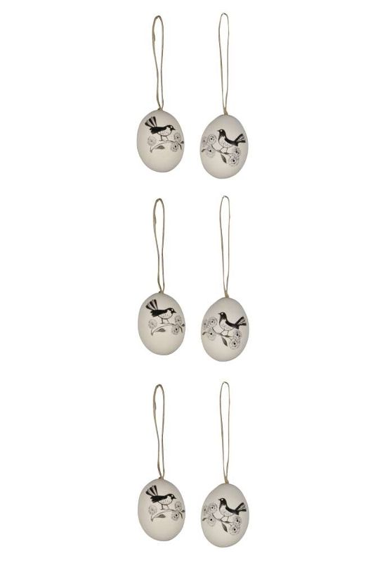 картинка Набор из 6 декоративных яиц "Птички" 4,5x6см