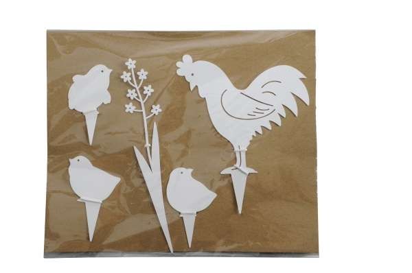 картинка Набор из 5 шт Топер "Петух и цыплята" 13x16см/3,5x20см/5,5x8,5см/5x8см/4,5x8см