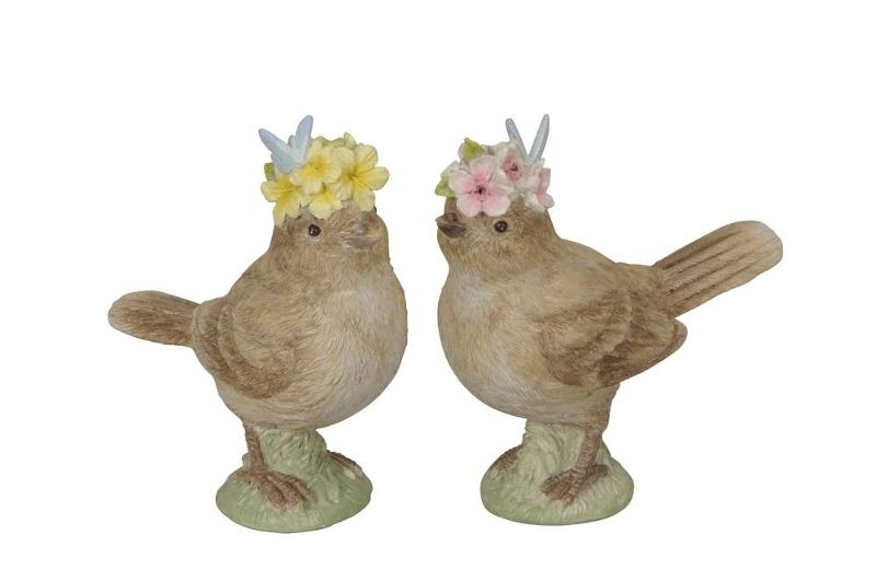 картинка Декор "Птичка в венке" в ассортименте 12x5,5x13см