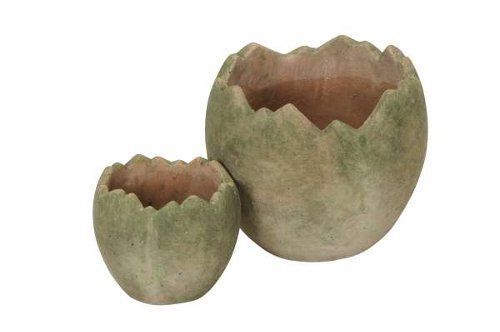 картинка Набор из 2-х кашпо "Скорлупа" зеленый антик 11x10см / 17x15см