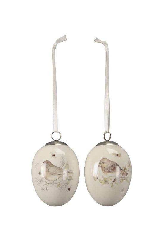 картинка Декор подвесной "Яйцо-птичка" в ассортименте 5,5x7,5см + 12см подвес