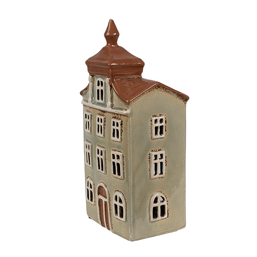 картинка Подсвечник "Домик - Амстердам" зеленый  12x9x25см