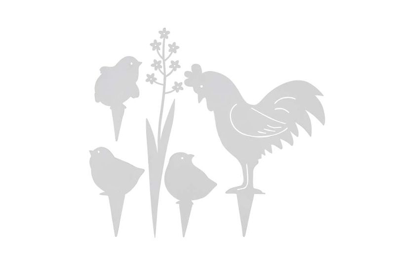 картинка Набор из 5 шт Топер "Петух и цыплята" 13x16см/3,5x20см/5,5x8,5см/5x8см/4,5x8см