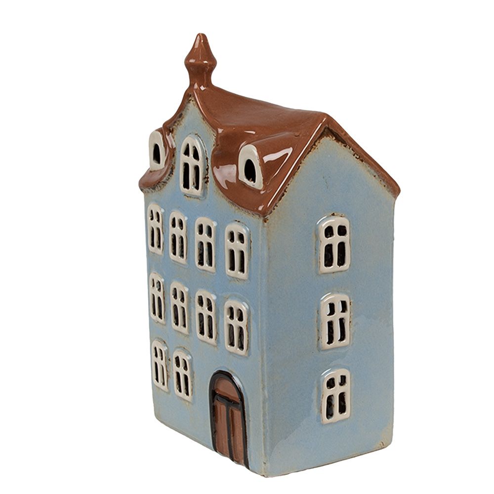 картинка Подсвечник "Домик - Амстердам"  голубой 13x9x22см