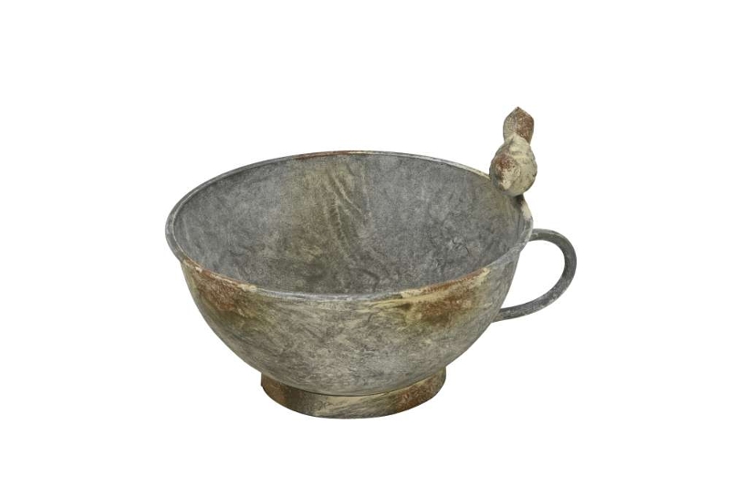 картинка Кашпо "Чашка с птичкой" 19,5x17xH11см