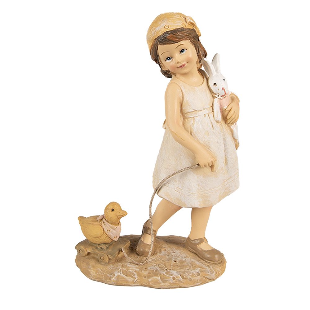 картинка Декор "Девочка с кроликом и утенком" 10x6x15см