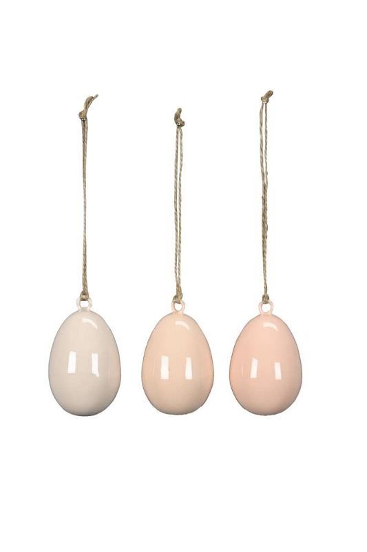 картинка Декор подвесной "Яйцо" нежный персик в ассортименте 5x7,5см + 12см подвес