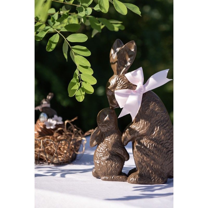 картинка Декор " Шоколадные крольчиха с крольчонком" 21x10x31см