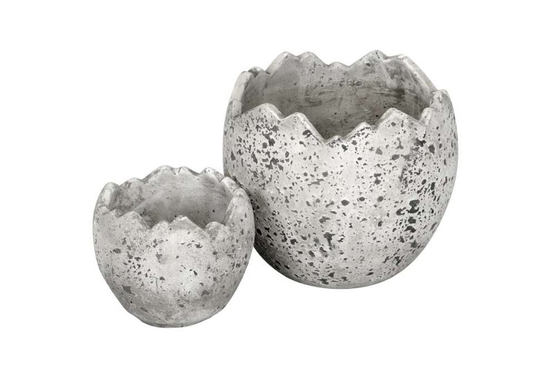 картинка Набор из 2-х кашпо "Скорлупа" серый антик 11x10см / 17x15см